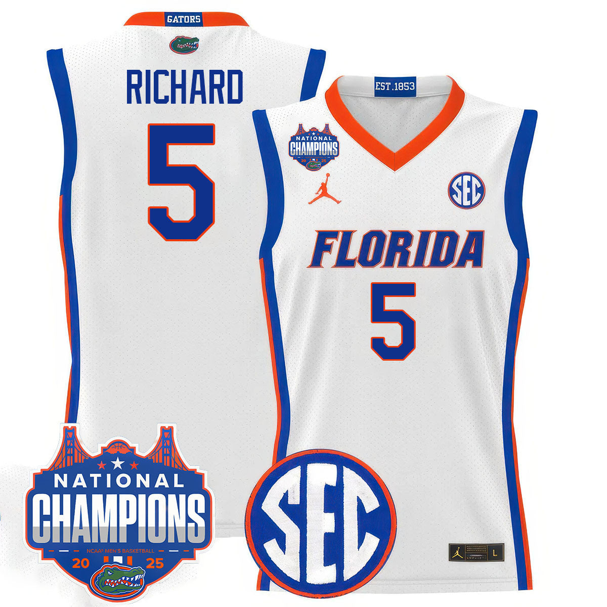 UF 2025 National Champions Basketball Jersey - Stitched
