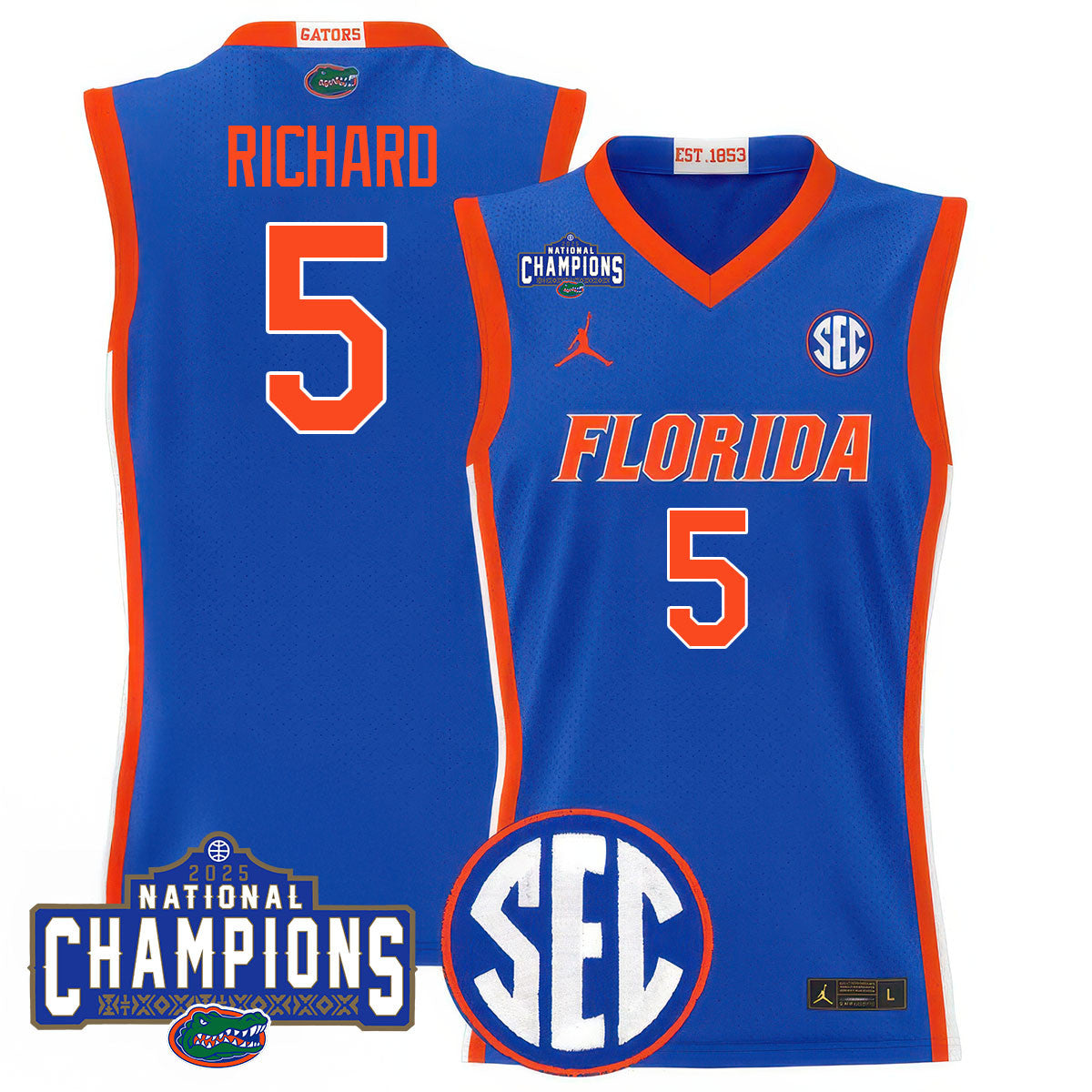 UF 2025 National Champions Basketball Jersey N1 - Stitched
