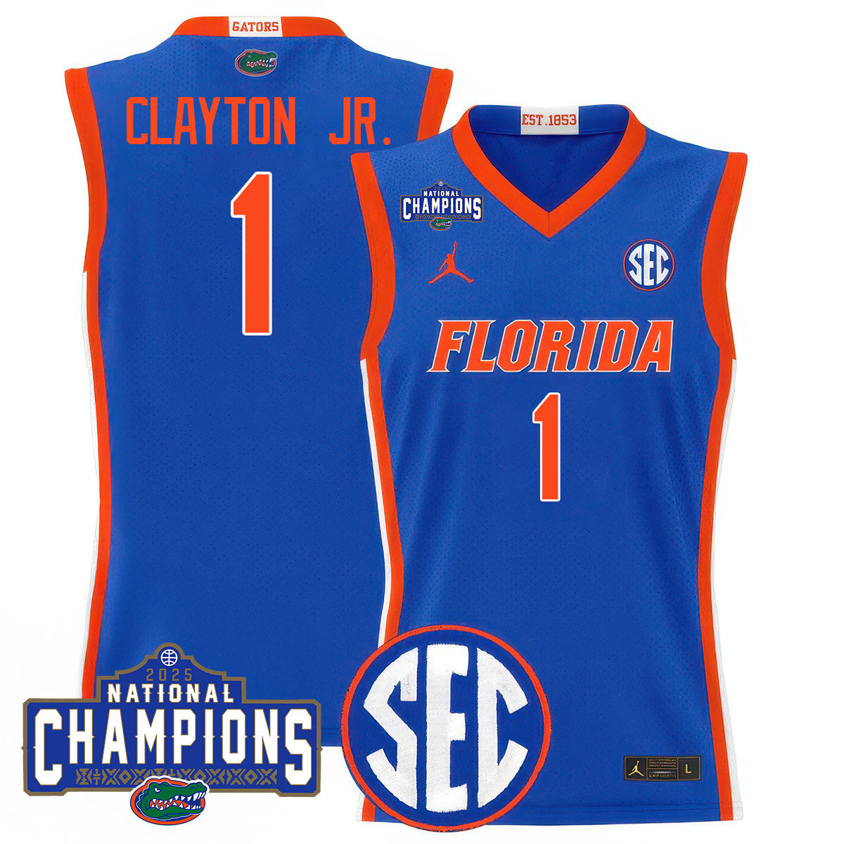 UF 2025 National Champions Basketball Jersey N1 - Stitched