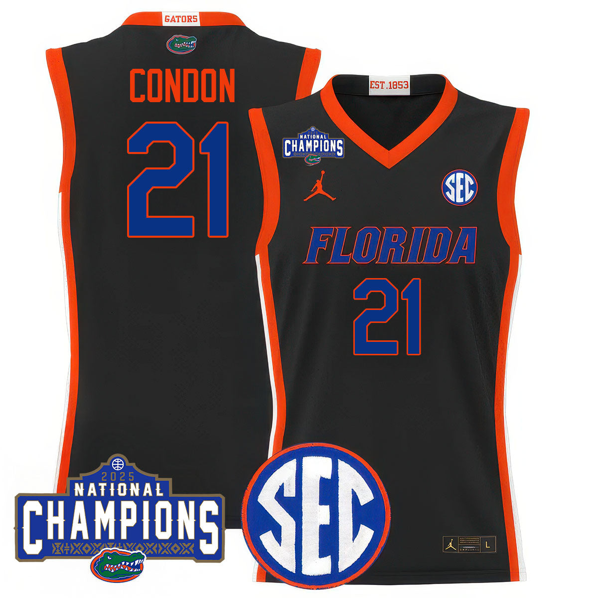 UF 2025 National Champions Basketball Jersey N1 - Stitched