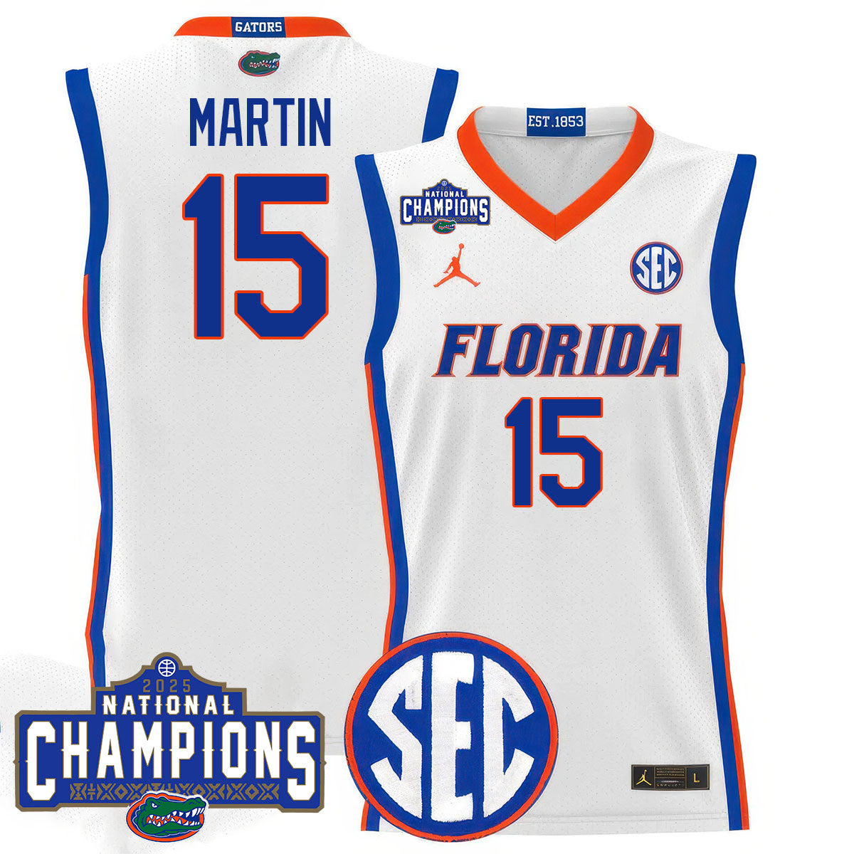 UF 2025 National Champions Basketball Jersey N1 - Stitched