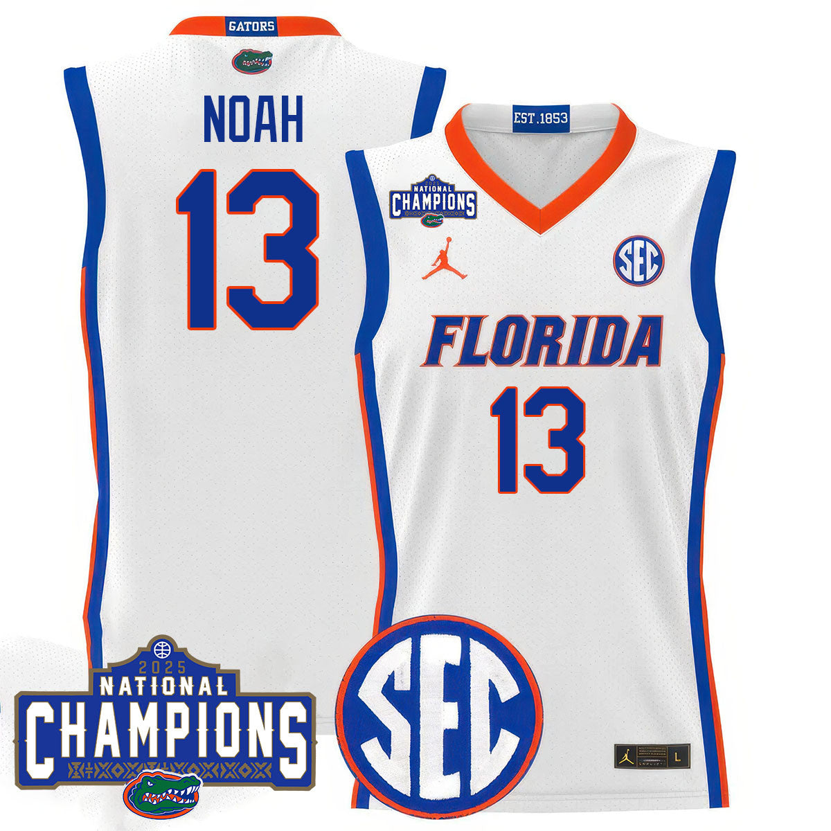 UF 2025 National Champions Basketball Jersey N1 - Stitched