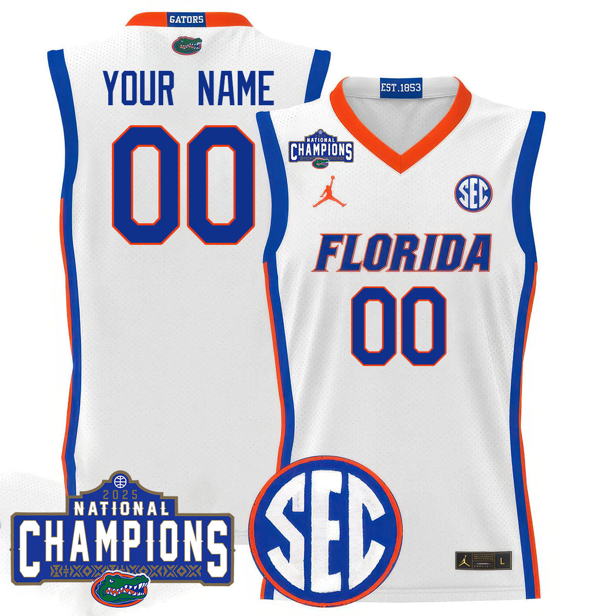 Custom Name/Gender UF 2025 National Champions Basketball Jersey N1 - Stitched