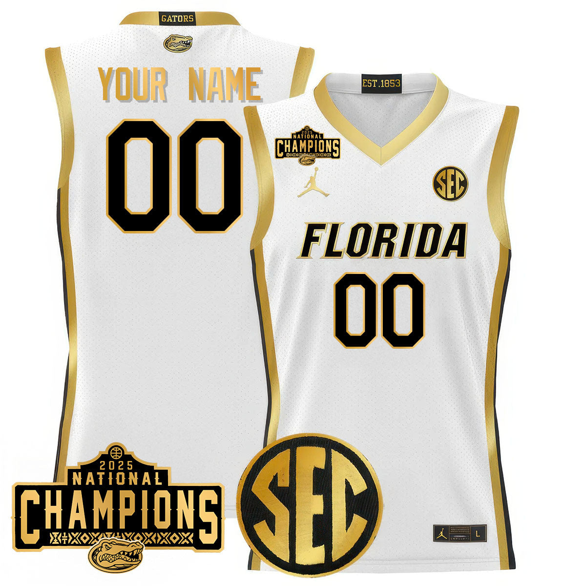 Custom Name/Gender UF 2025 National Champions Basketball Jersey N1 - Stitched