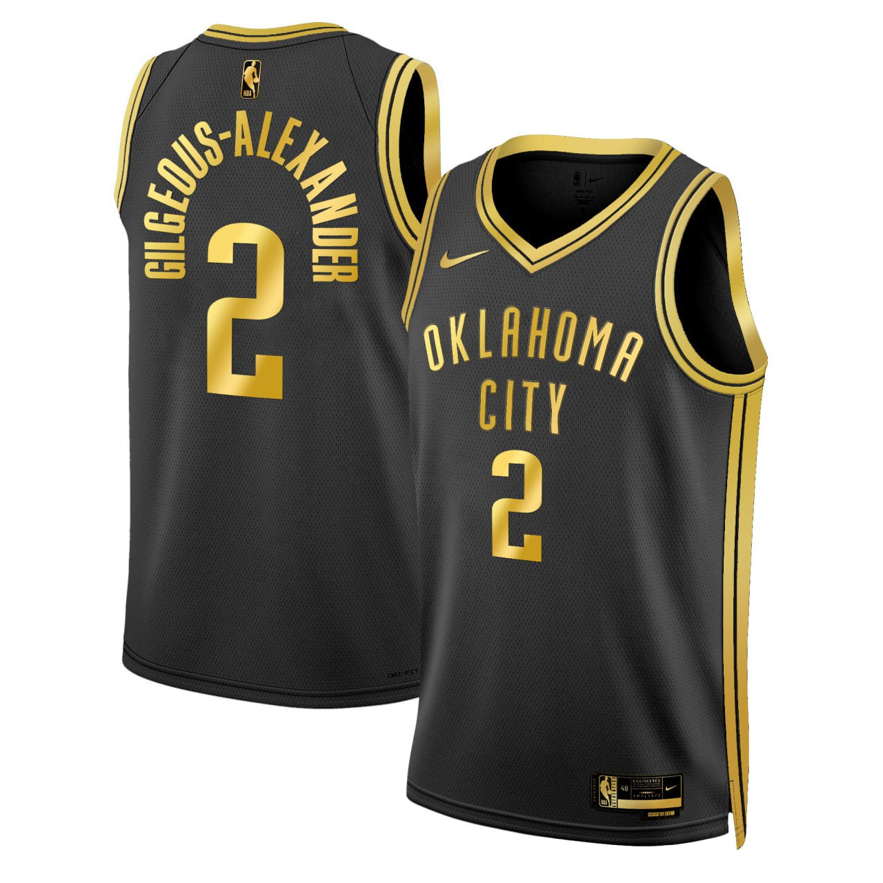 Shai Gilgeous-Alexander Oklahoma City Thunder Black Gold Jersey - All Stitched