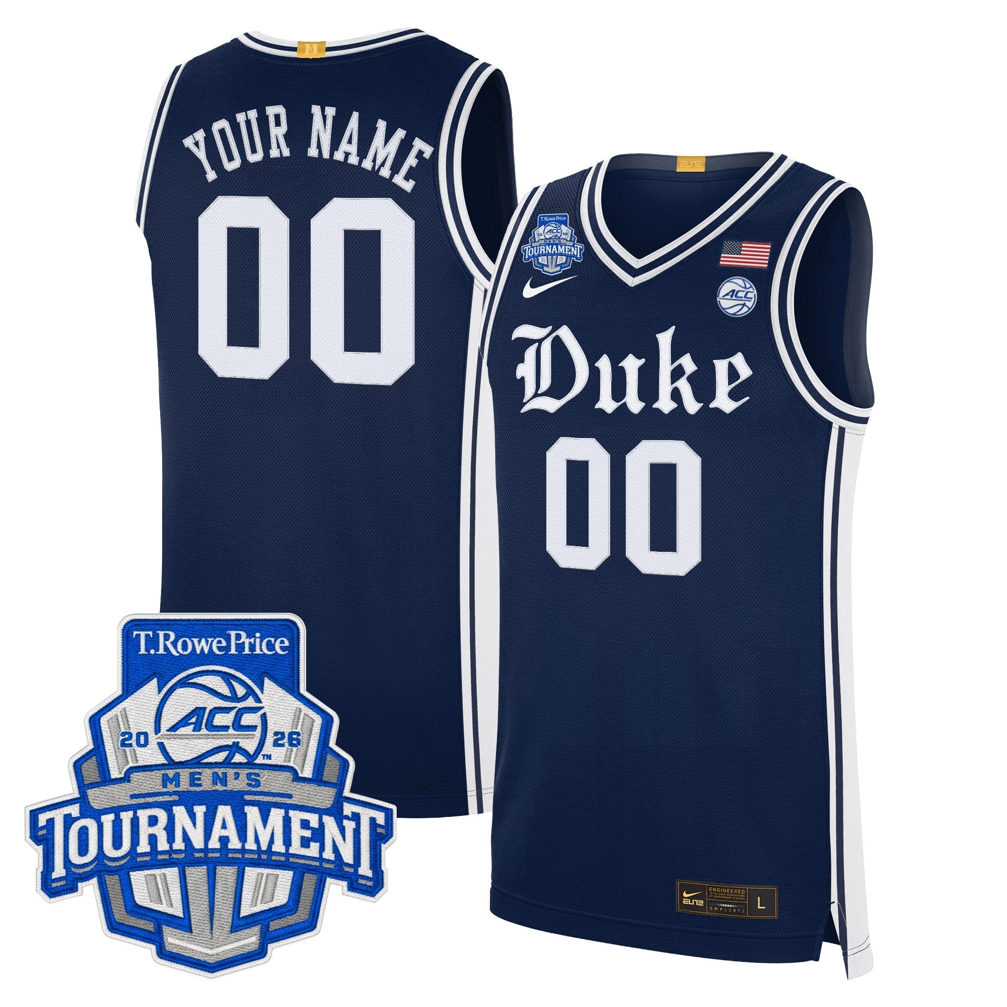DUKE 2026 ACC Conference Tournament Champions Custom Basketball Jersey - Stitched