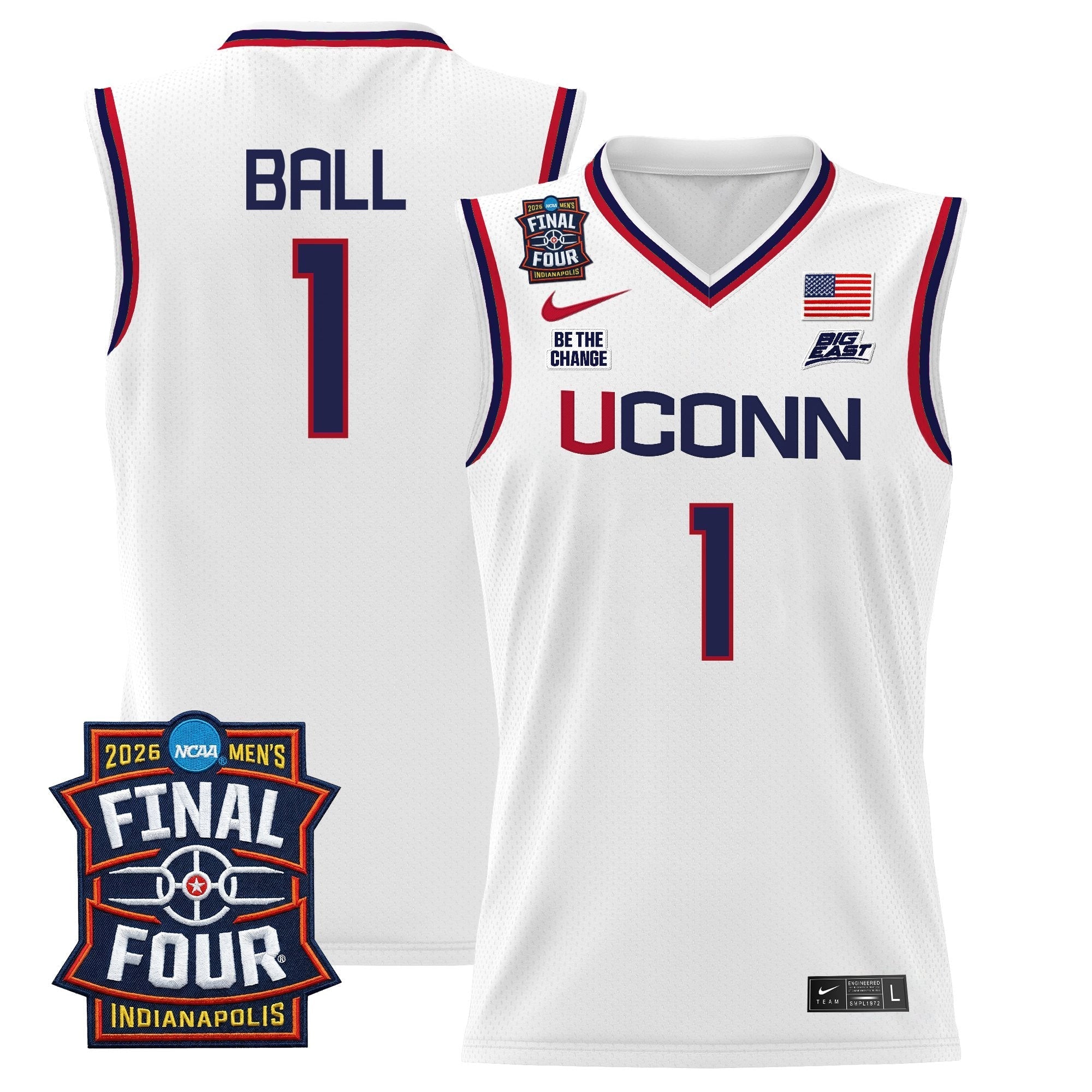 UCONN 2026 Final Four Patch Basketball Jersey - Stitched