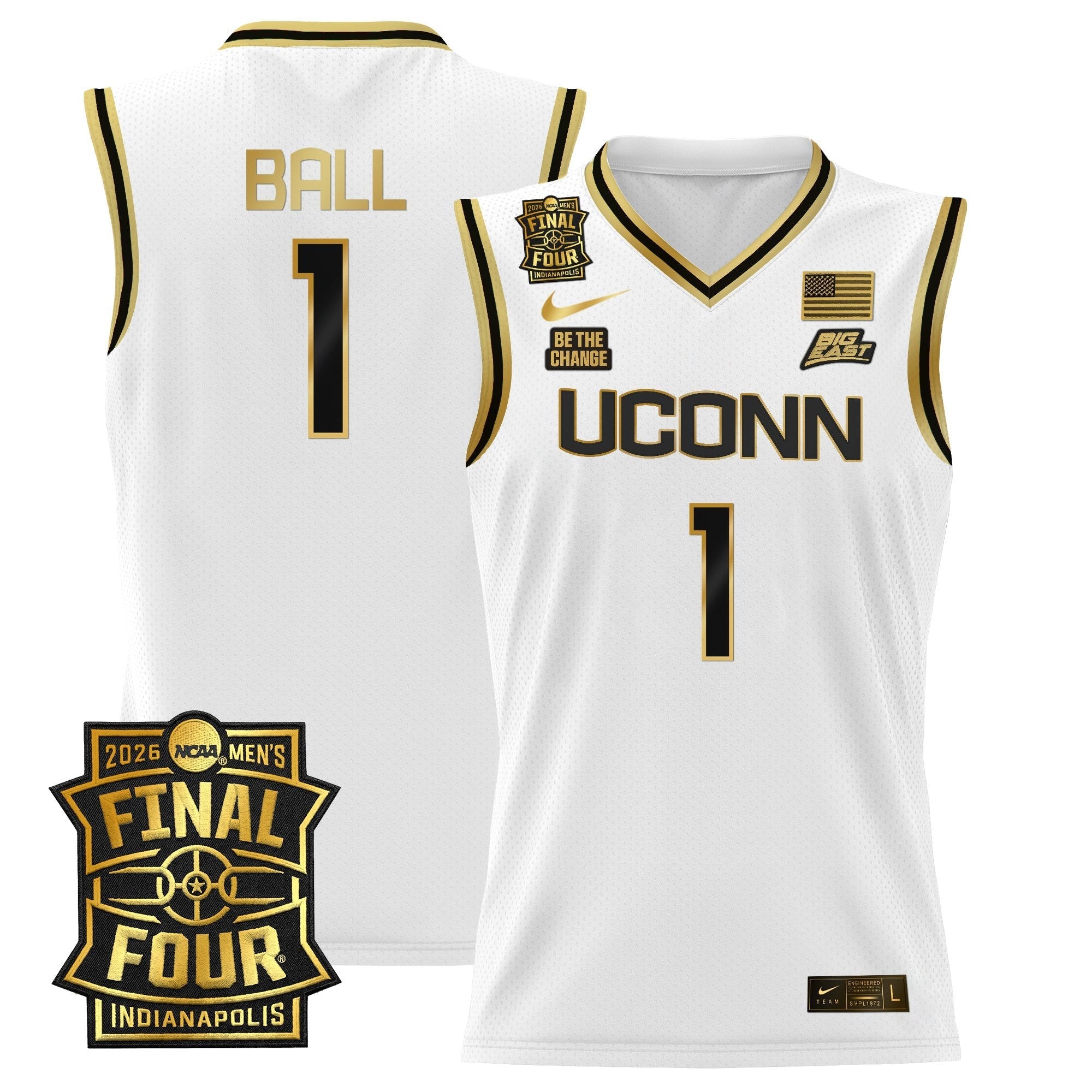 UCONN 2026 Final Four Patch Basketball Jersey - Stitched