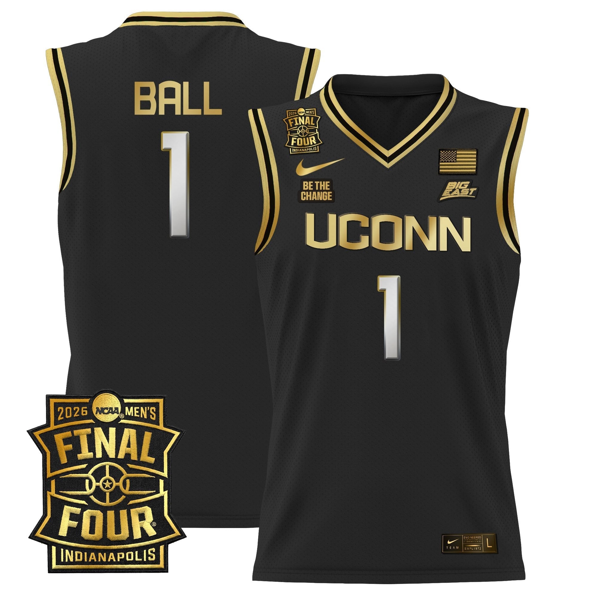 UCONN 2026 Final Four Patch Basketball Jersey - Stitched