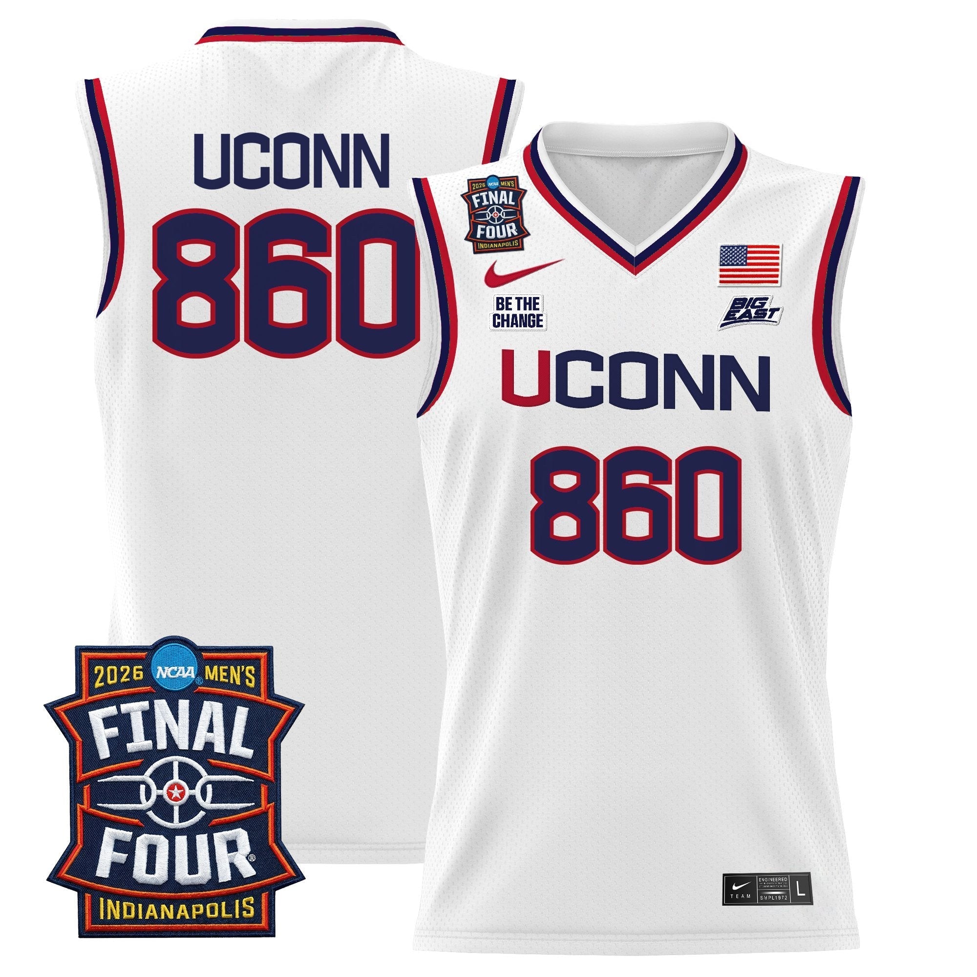 UCONN 2026 Final Four Patch Basketball Jersey - Stitched