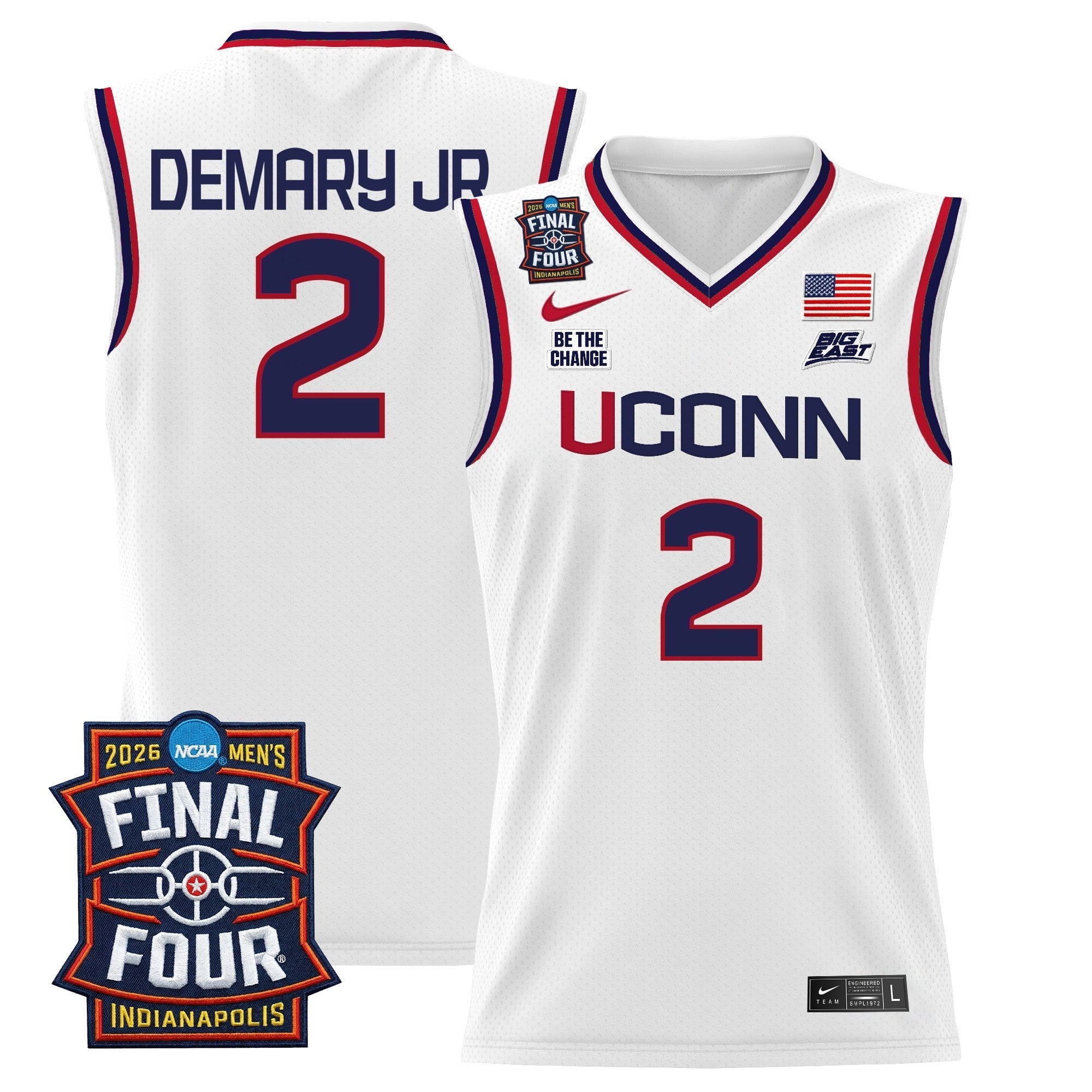 UCONN 2026 Final Four Patch Basketball Jersey - Stitched