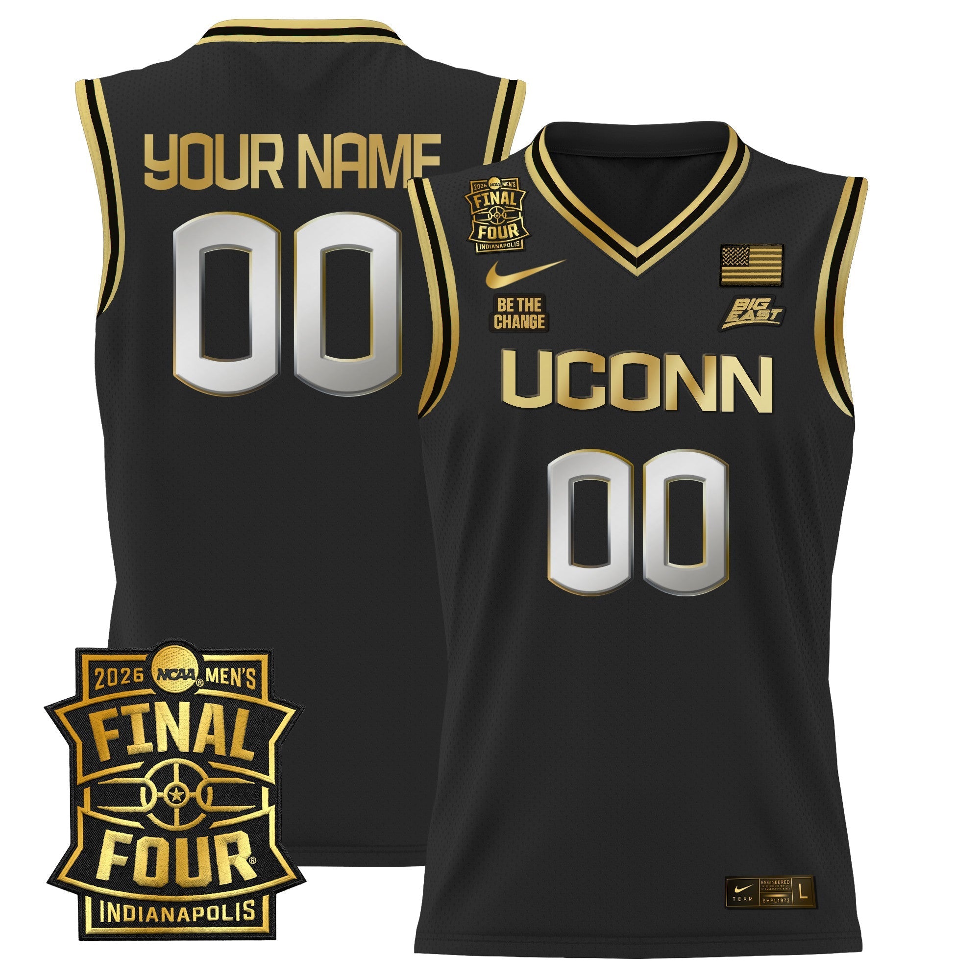 UCONN 2026 Final Four Patch Custom Basketball Jersey - Stitched