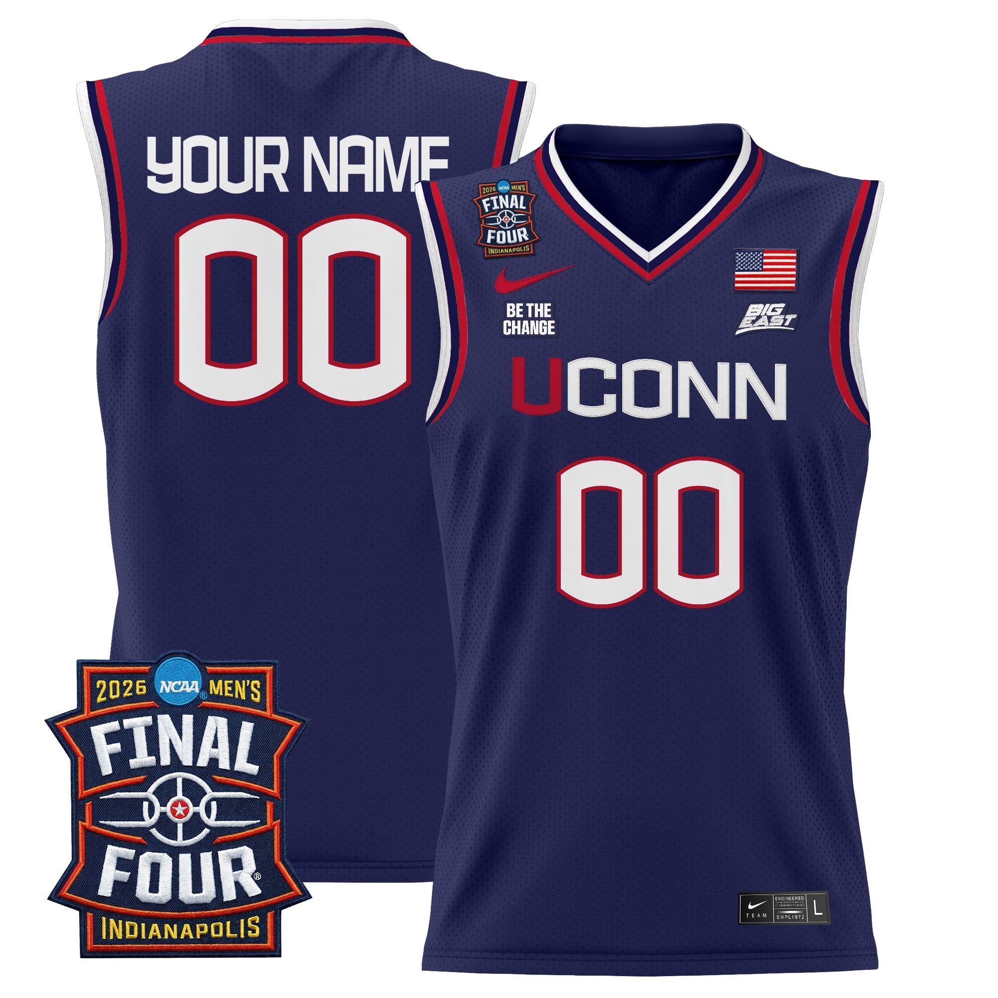 UCONN 2026 Final Four Patch Custom Basketball Jersey - Stitched