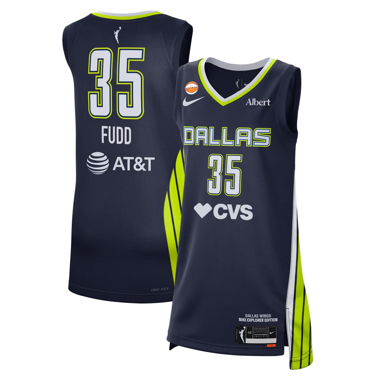 Men's Dallas Wings Azzi Fudd Navy WNBA Draft Pick Explorer Edition Jersey - All Stitched