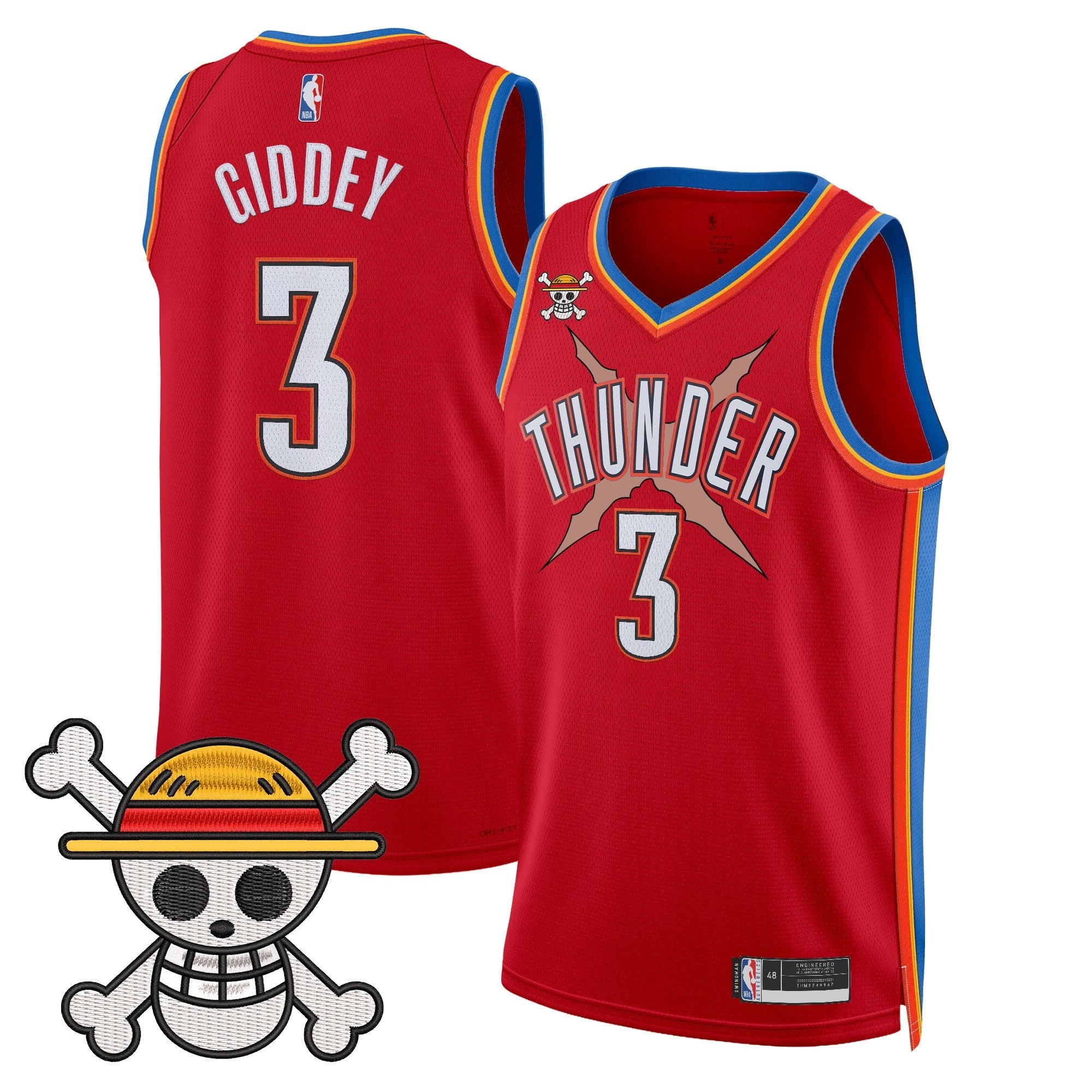 OKC x One Piece Swingman Jersey- Stitched