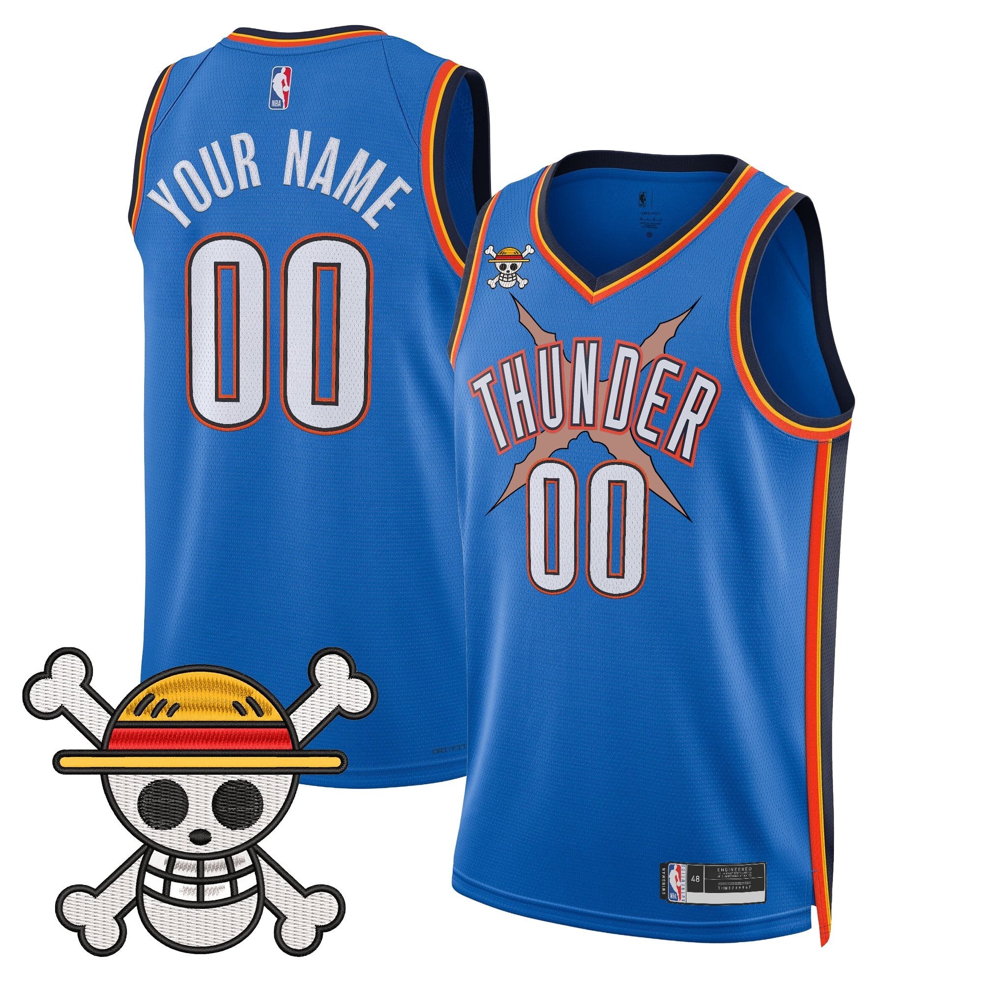 OKC x One Piece Swingman Custom Jersey- Stitched