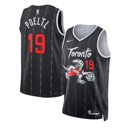 Jakob Poeltl Toronto Raptors Unisex 2025/26 Jersey - Black - City Edition