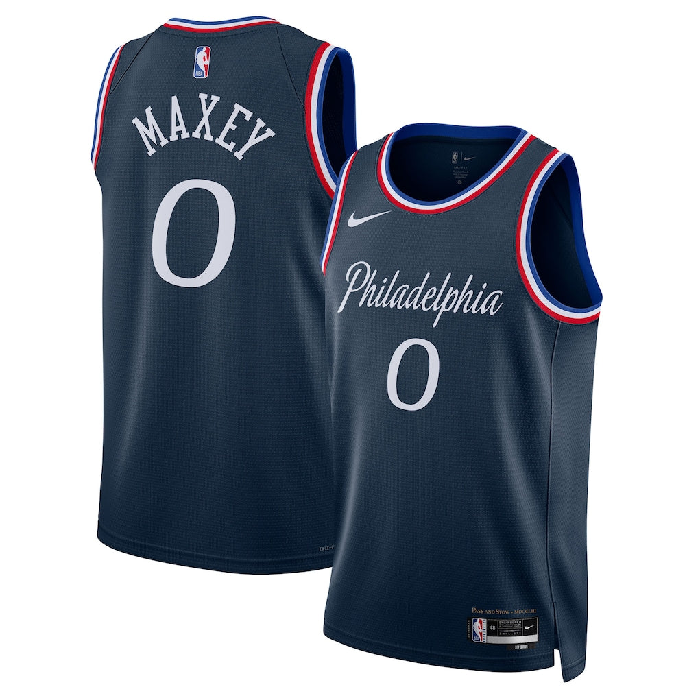 Tyrese Maxey Philadelphia 76ers Unisex 2025/26 Jersey - Navy - City Edition