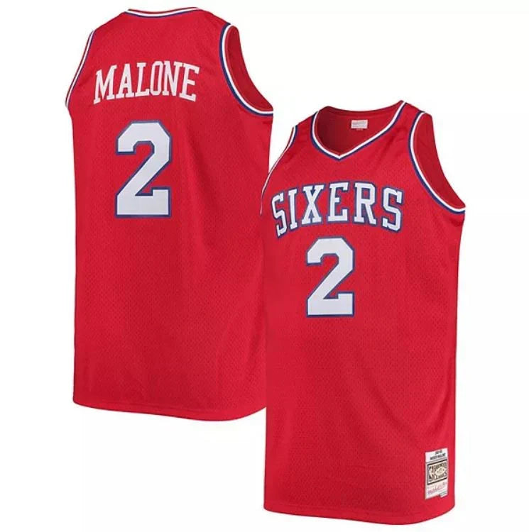 Moses Malone Philadelphia 76ers 1982/83 Hardwood Classics Jersey - Red