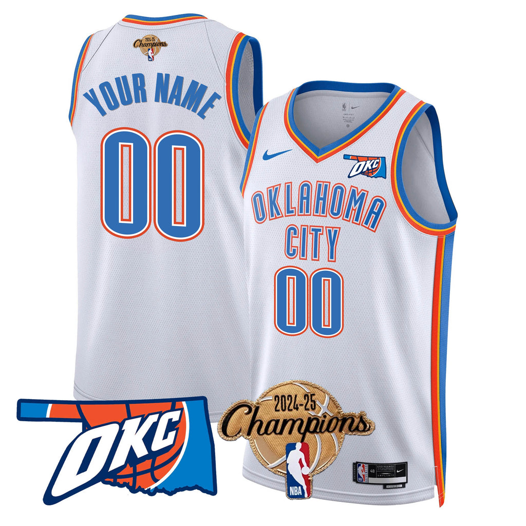 The Thunder 2024-25 Champions Black Gold Jersey - Stitched