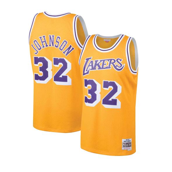Los Angeles Lakers Magic Johnson Gold 1984-85 Hardwood Classics Swingman Jersey