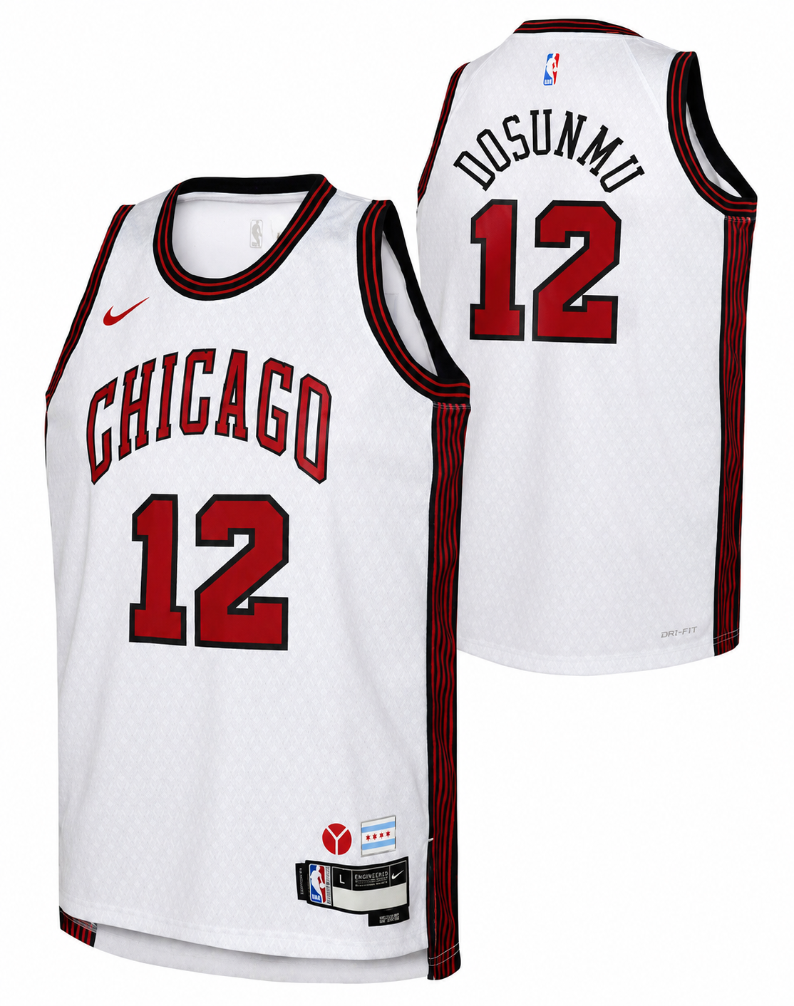 Nike Youth 2022-23 City Edition Chicago Bulls Ayo Dosunmu #12 White Dri-FIT Swingman Jersey