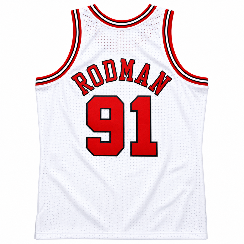 Men's Chicago Bulls Dennis Rodman Mitchell & Ness White 1997-98 Hardwood Classics Swingman Jersey