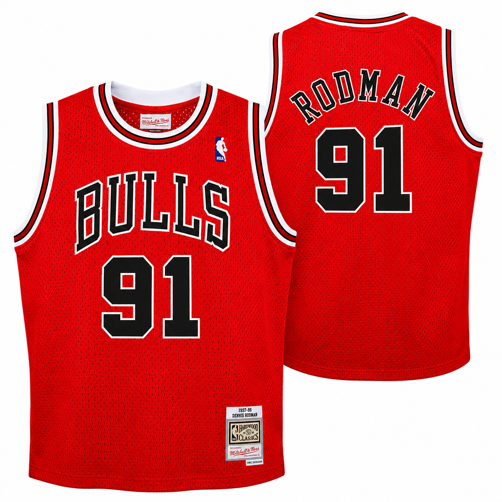 Youth Chicago Bulls Dennis Rodman Mitchell & Ness Red 1995-96 Hardwood Classics Swingman Jersey