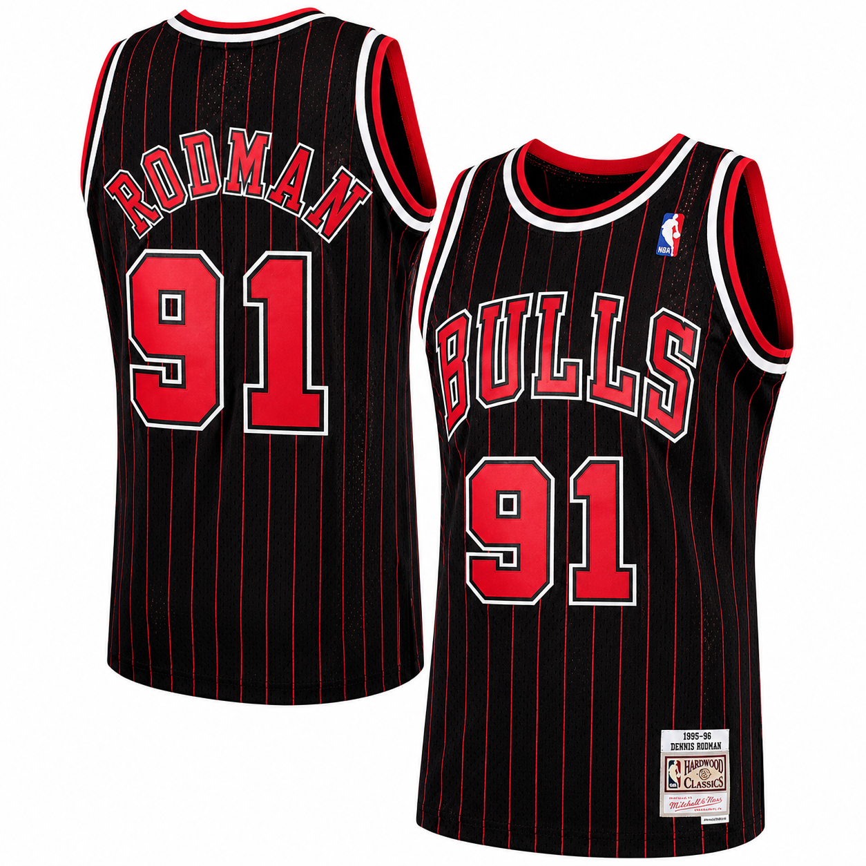 Men's Chicago Bulls Dennis Rodman Mitchell & Ness Black 1995-96 Hardwood Classics Swingman Jersey