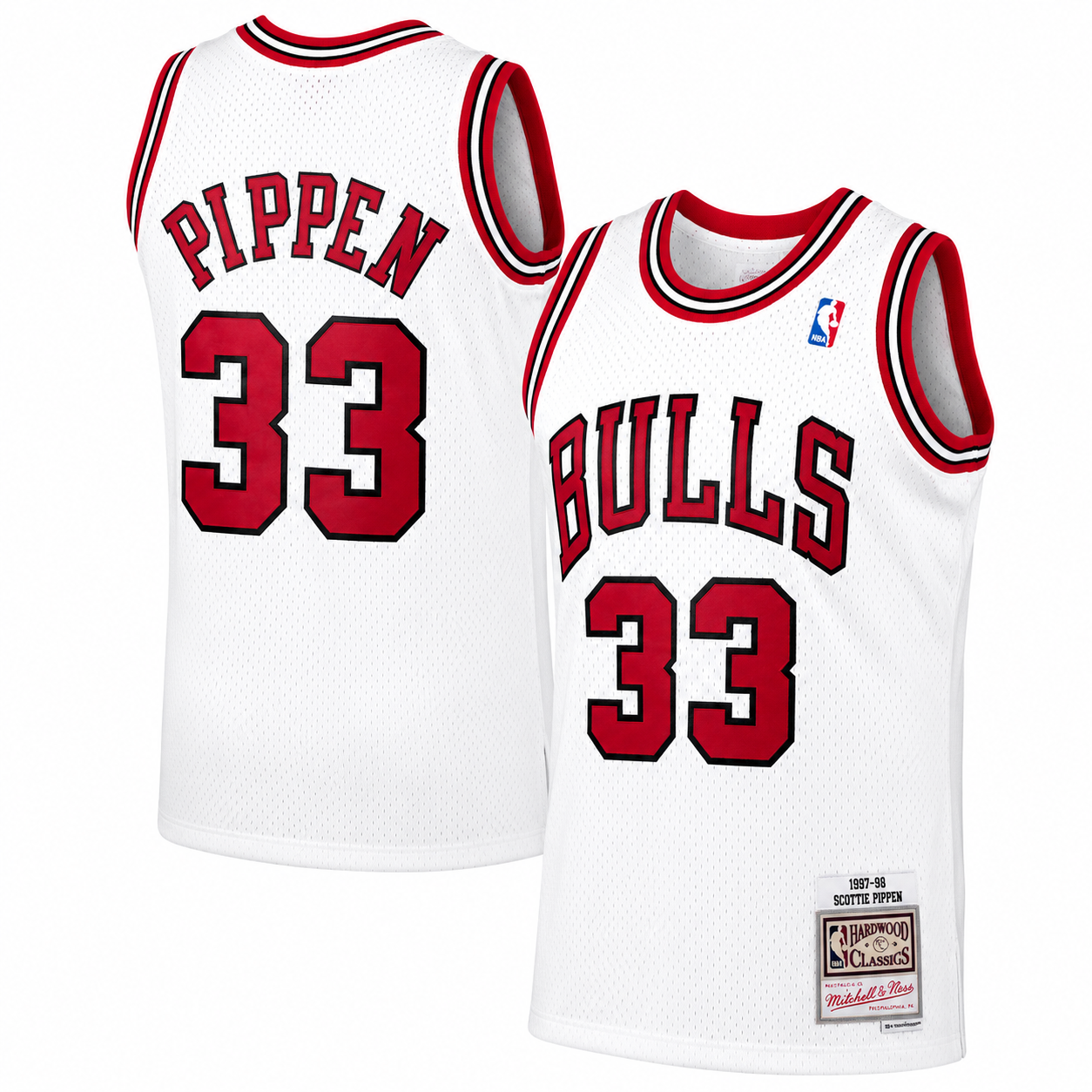 Men's Chicago Bulls Scottie Pippen Mitchell & Ness White Hardwood Classics 1997-98 Swingman Jersey