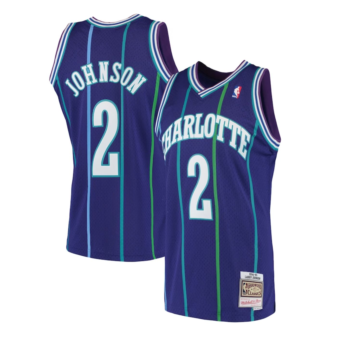 Charlotte Hornets Larry Johnson Purple 1994-95 Hardwood Classics Swingman Jersey