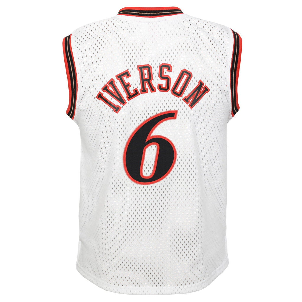 Youth Philadelphia 76ers Allen Iverson Mitchell & Ness White 2002 Hardwood Classics Swingman Jersey