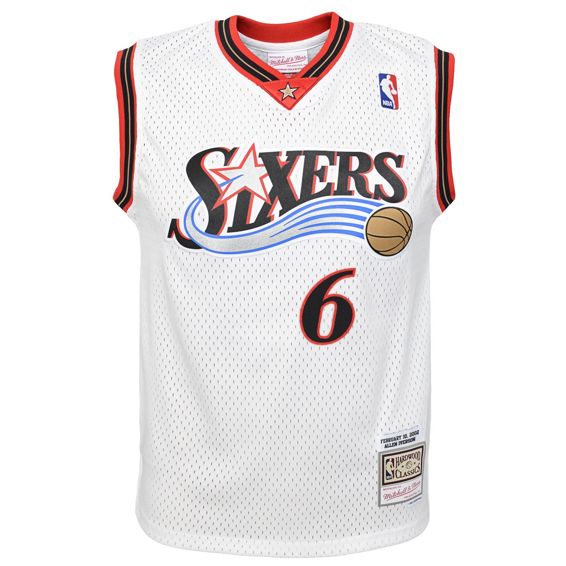 Youth Philadelphia 76ers Allen Iverson Mitchell & Ness White 2002 Hardwood Classics Swingman Jersey