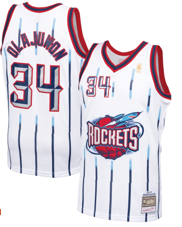 Houston Rockets Hakeem Olajuwon 1996-97 Mitchell & Ness White Basketball Jersey
