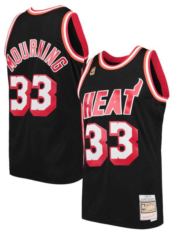 Miami Heat Alonzo Mourning 1996-97 Mitchell & Ness Black Basketball Jersey