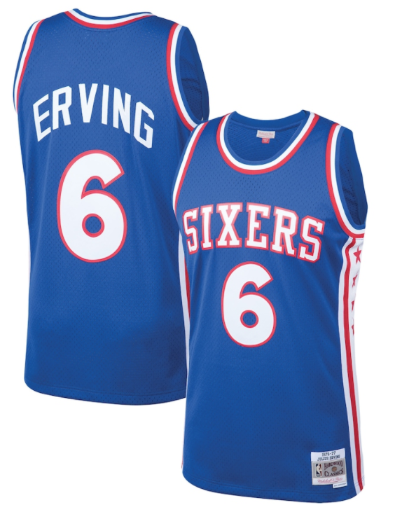 Philadelphia 76ers Julius Erving 1976-77 Mitchell & Ness Blue Basketball Jersey