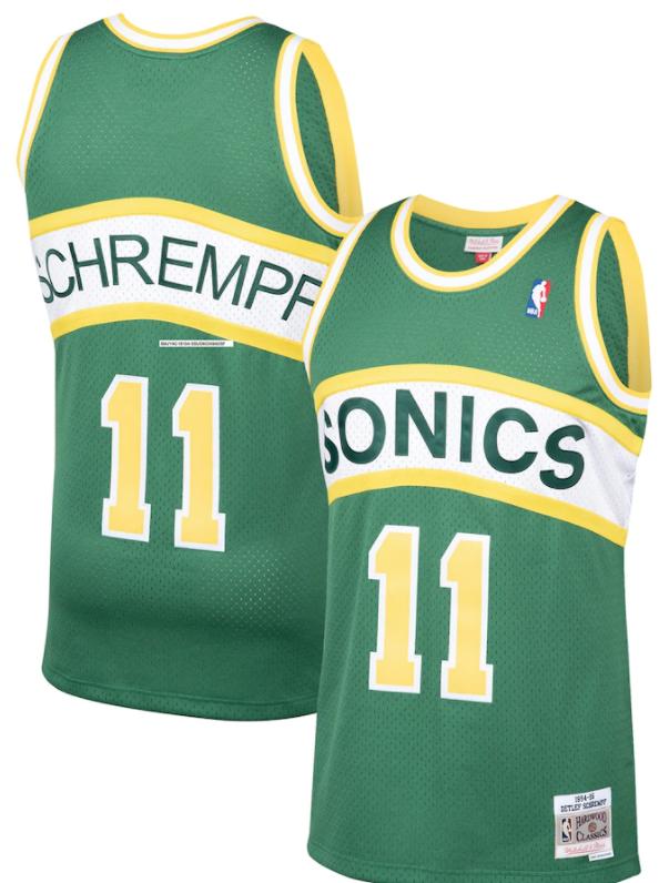 Seattle Supersonics Detlef Schrempf 1994-95 Mitchell & Ness Green Basketball Jersey