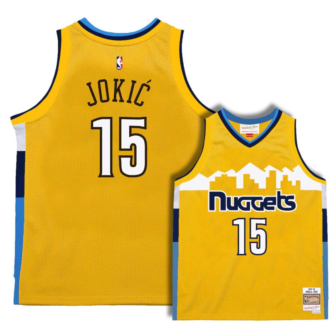 Denver Nuggets Nikola Jokic Yellow 2017-18 Hardwood Classics Swingman Jersey