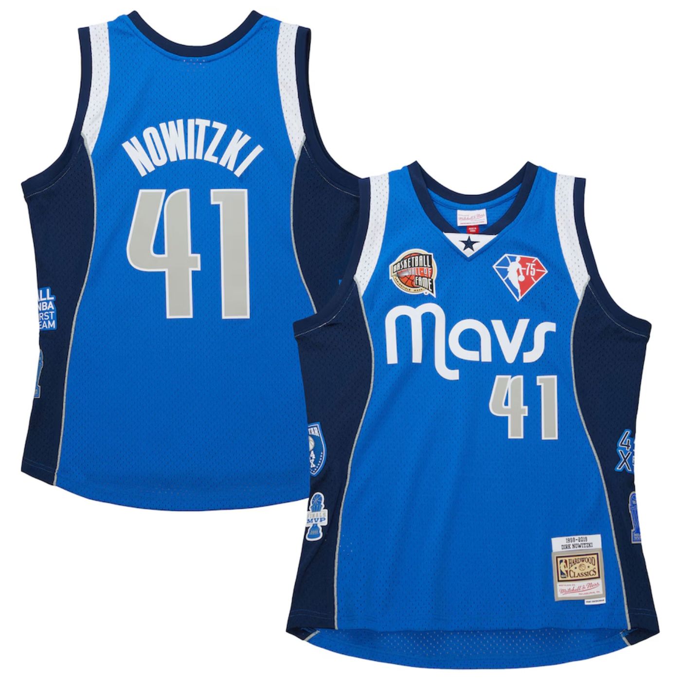 Dallas Mavericks Dirk Nowitzki Blue 1998-2019 Hall Of Fame Swingman Player Jersey