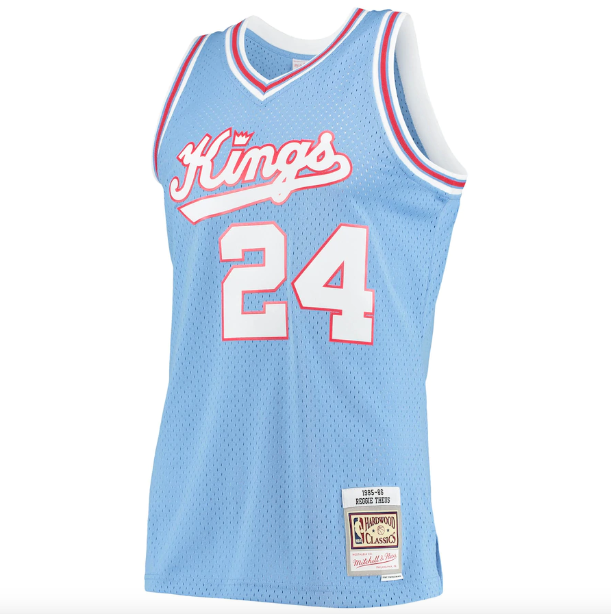 Men’s Reggie Theus Sacramento Kings 1985-86 Powder Blue Swingman Replica Jersey By Mitchell & Ness