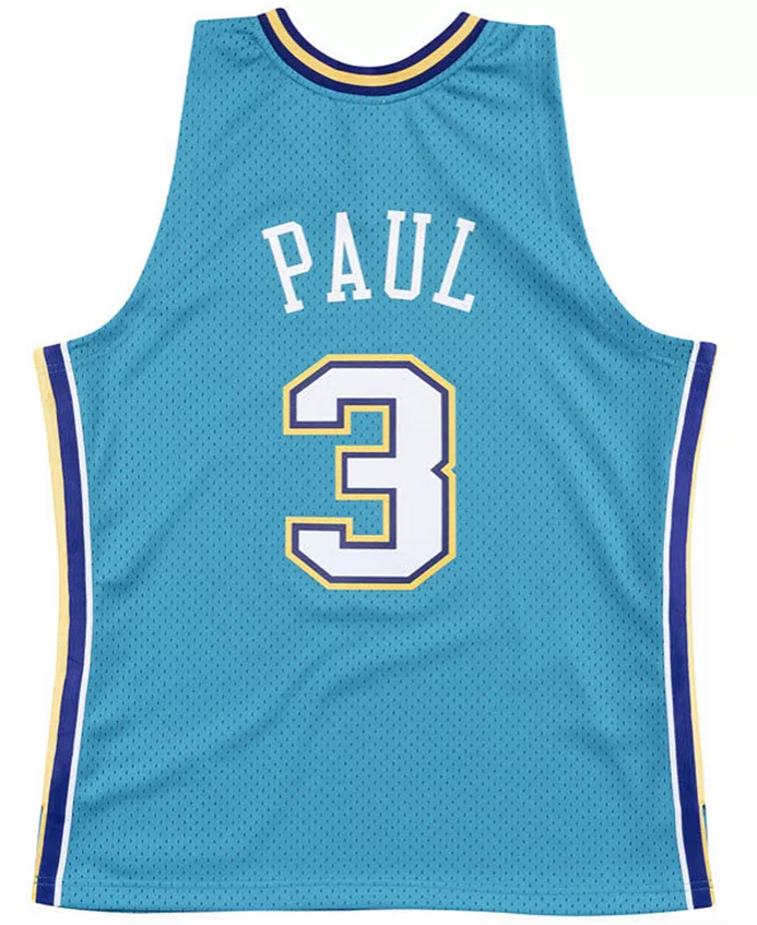 Men's New Orleans Hornets Chris Paul Mitchell & Ness Teal Hardwood Classics Swingman Jersey