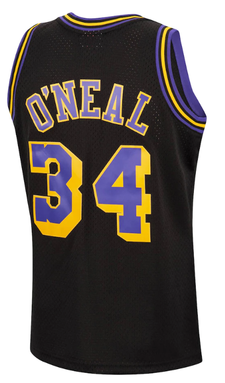Men's Los Angeles Lakers Shaquille O'Neal Mitchell & Ness Black 1996-97 Hardwood Classics Reload Swingman Jersey-Black
