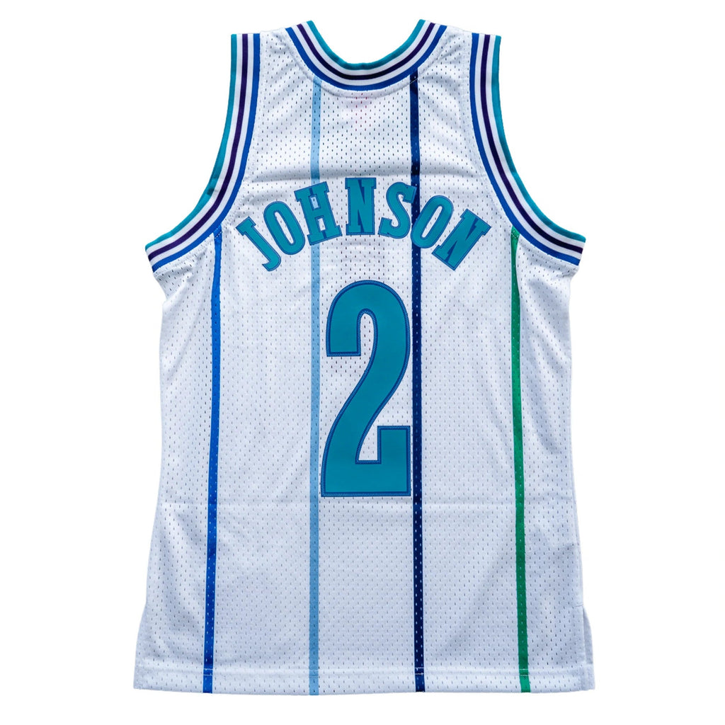 Men's Mitchell & Ness Larry Johnson Charlotte Hornets White 1992-93 Hardwood Classics Swingman Jersey