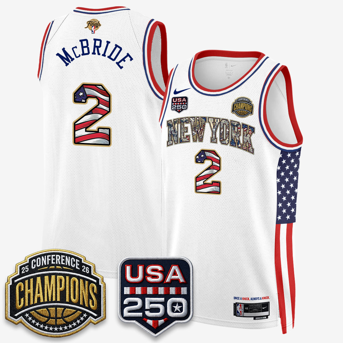 NYK 2026 NBA Eastern Conference Champions x Fourth of July Vapor Jersey - Stitched