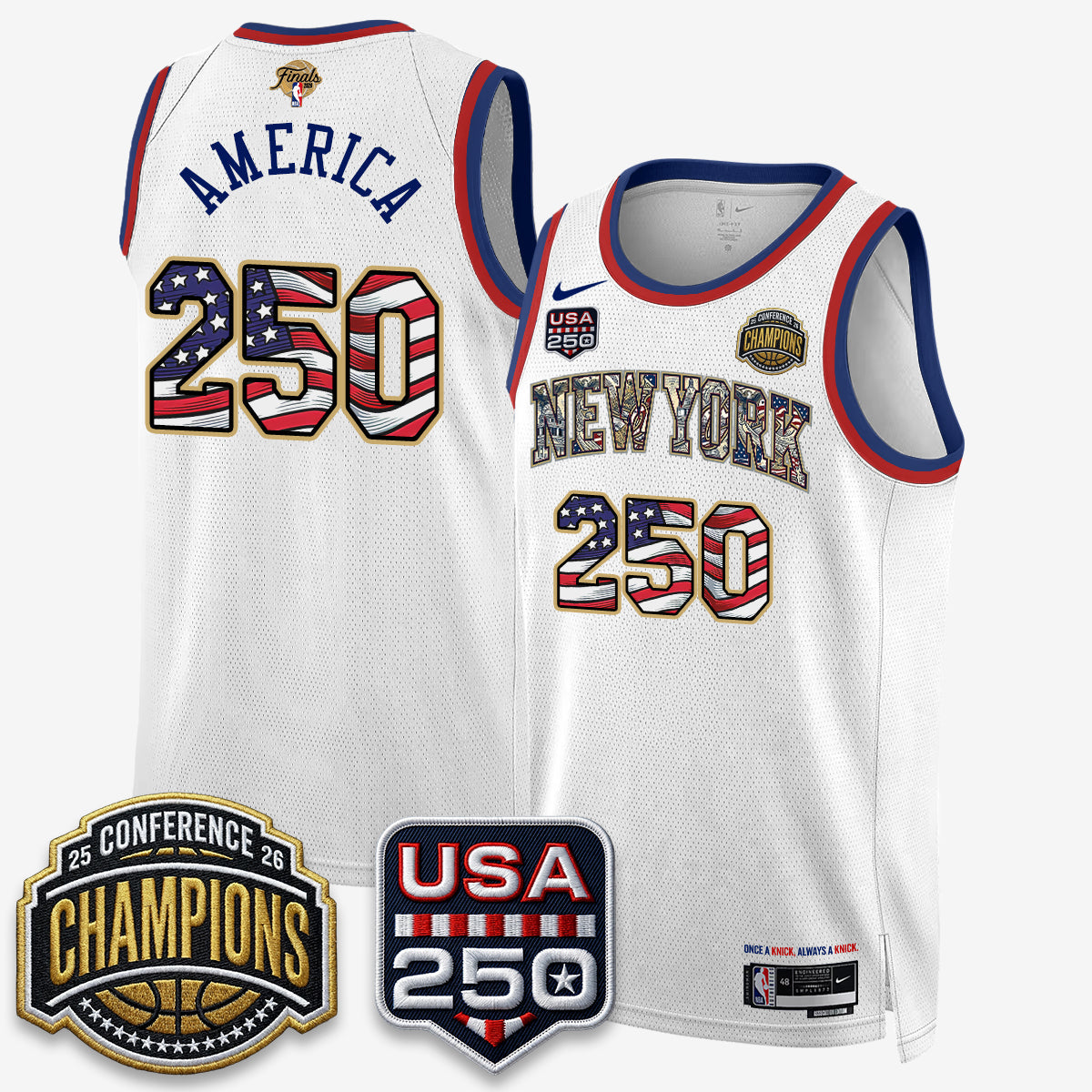 NYK 2026 NBA Eastern Conference Champions x Fourth of July Vapor Jersey - Stitched