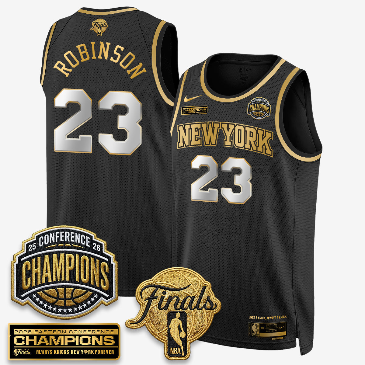 NYK 2026 NBA Eastern Conference Champions White Gold Edition Jersey - Stitched