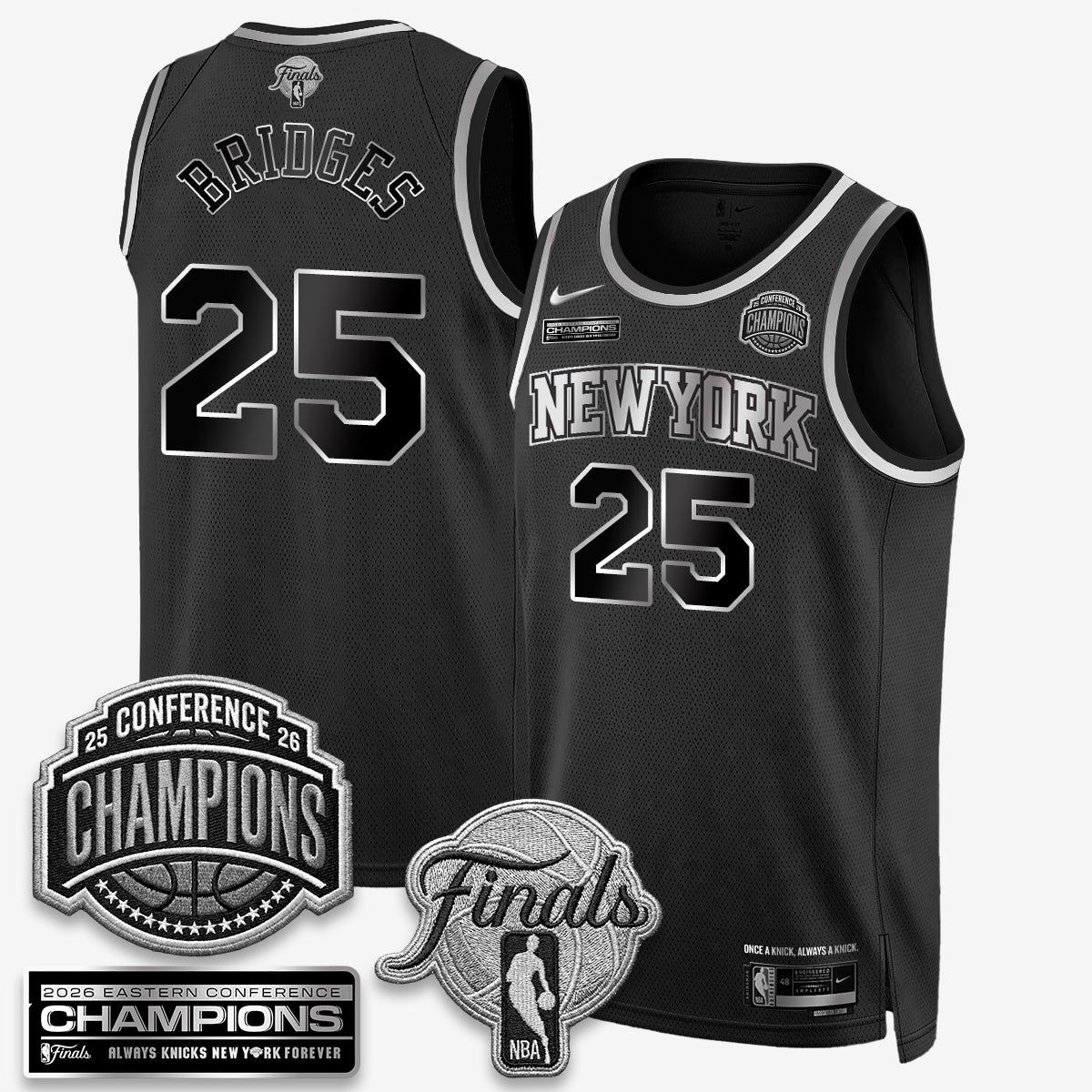 NYK 2026 NBA Eastern Conference Champions White Gold Edition Jersey - Stitched