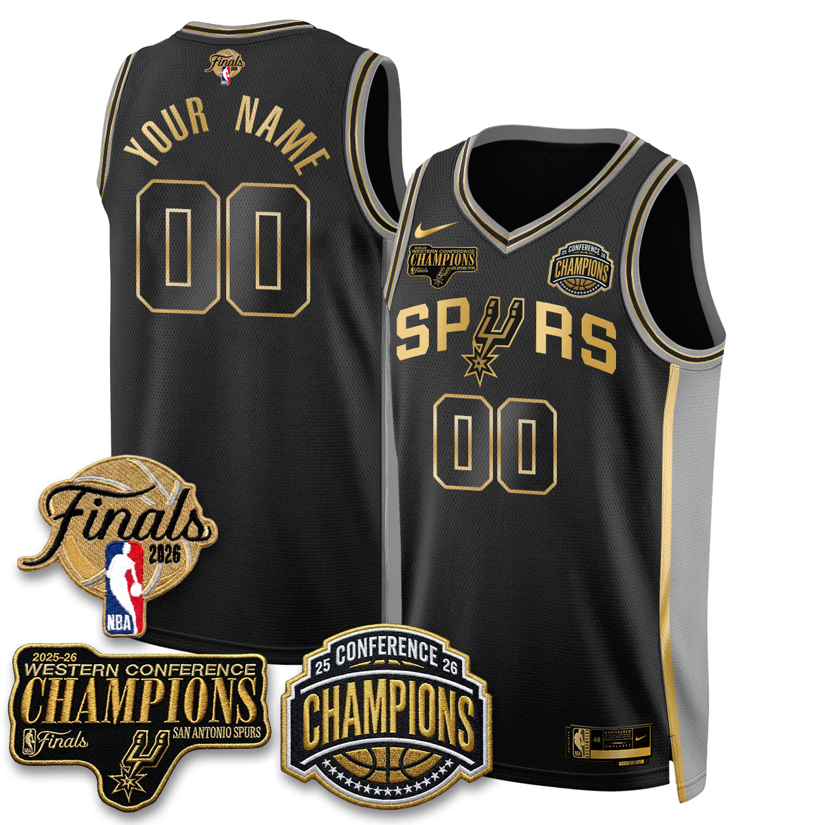 SAS 2026 NBA Western Conference Champions Vapor Special Edition Custom Jersey - Stitched