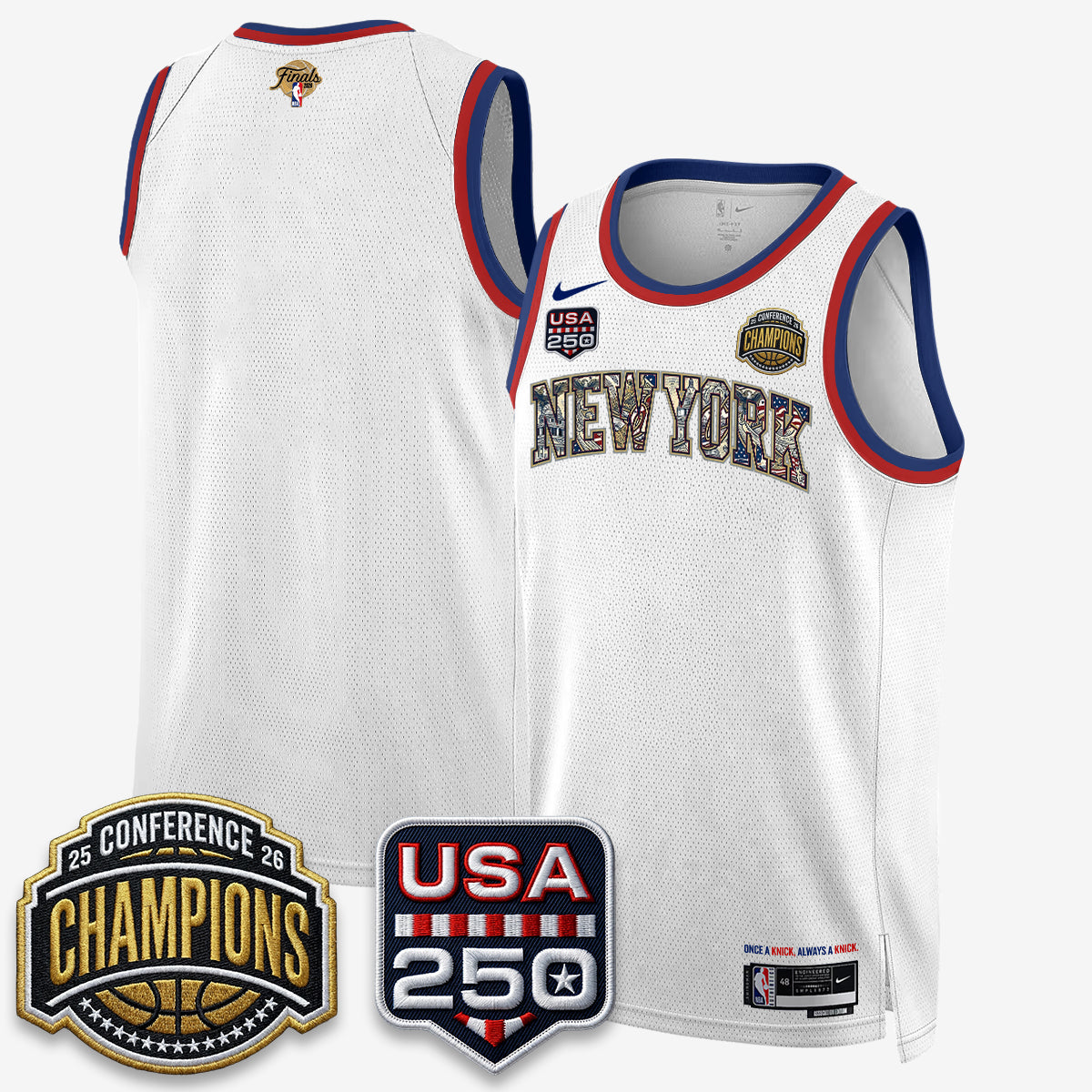NYK 2026 NBA Eastern Conference Champions x Fourth of July Vapor Jersey - Stitched