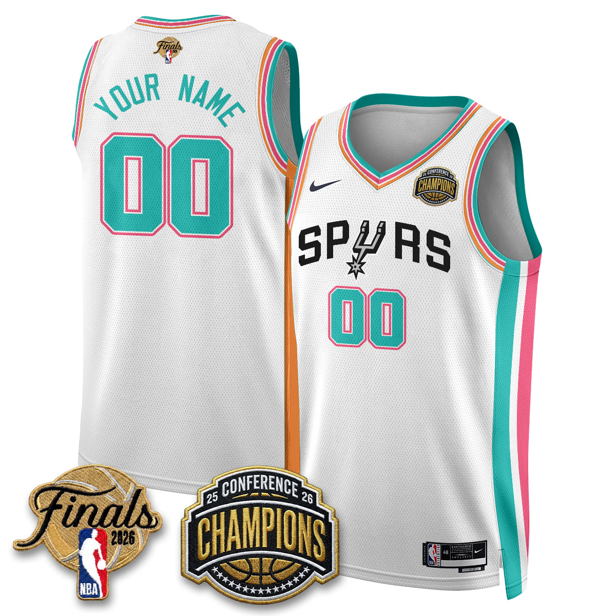 SAS 2026 NBA Western Conference Champions Vapor City Edition Custom Jersey - Stitched